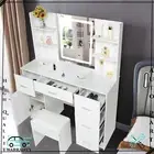 Bedroom White Dressing Make up Desk Vanity Table Set with LED Light Mirror Stool
