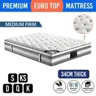 New Queen Double King Single Bed Mattress Latex Euro Top Foam Pocket Spring 34cm