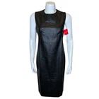 Spanx Leather-Like Sleeveless Fitted Sheath Dress S Black Stretch 20392R NWT