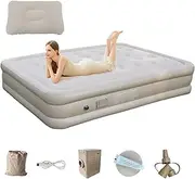Inflatable Camping Mattress,Double Camping Mattress Self-Inflating Camp Bed - Luxury Sleeping Pad Portable Airbed Mat for Hikng & Tent
