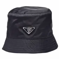 在飛比找Yahoo奇摩購物中心優惠-PRADA 經典三角LOG尼龍漁夫帽(黑)