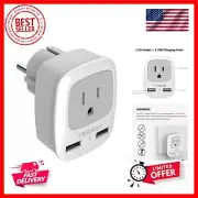 Type E F Plug Adapter, Schuko European Plug Type F Travel Adaptor with 2 USB,...