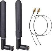2 x 8dBi 2.4GHz 5GHz 5.8GHz Dual Band WiFi RP-SMA Male Antenna+2 x 35CM U.FL/IPEX to RP SMA Female Pigtail Cable for Mini PCIe Card Wireless Routers PC Repeater Desktop FPV UAV Drone PS4 Build