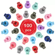 100pcs Spring Loaded Round Toggle Stopper Cord Locks End Plastic DIY Face Mask