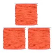 3pcs 1mm Dia 328ft Latex Elastic String for Bracelet Stretchy Cord, Orange