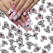 TemBelle 22PCS 3D White Pink Planet Saturn Shape Shiny Nail Charms for Acrylic Nails, Gems Supplies for Women DIY Design Y2K Crystals Jewelry Decoration