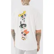 Mens Tall Oversized Powerpuff Girls License T-shirt White