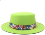 [Hcclijo] Winter Men Women Wool Flat Top Hat Wide Eaves Felt Fedoras Hat Hat
