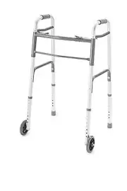 ProBasics Deluxe Two-Button Folding Walker with two Fixed Wheels, 1060B. NEW.