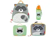 Skip Hop Zoo Backpack + Lunch Bag + Bento Lunch Box + Drink Bottle 4pc Set - Raccoon