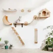 Cat Shelf with Sisal Scratching Posts & 4-Step Climbing Platform