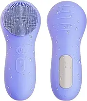SSGP Facial Cleansing Brush, 2-in-1 Silicone Electric Exfoliating Face Wash, IPX7 Waterproof Vibration Rechargeable, Massage, Adjustable, Face, Neck, Purple