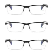 3 PK Mens Half Frame Spring Hinge Reading Glasses Blue Light Blocking Readers