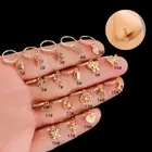 Zircon Butterfly Dangle Nose Ring Clicker Nose Hoop Body Piercing Jewellery