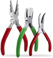 Meichoon Jewelry Pliers Set 3 Piece Includes 6-in-1 Bail Making Looping Pliers Artistic Wire Nylon Jaw Pliers and Bent Nose Pliers for Beading, Looping, Shaping Wire, DIY Jewelry DC722