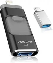 4 in 1 USB Flash Drive for iPhone, 512GB USB Memory Stick for Data Backup, High Speed Transfer USB 3.0 Stick External Storage, USB Stick Thumb Drives Compatible for iPhone/iPad/PC/More Devices(Black)
