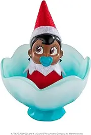 The Elf on the Shelf Frost Pips Mini Blooms Elf Baby Girl with Brown Eyes - Includes Frost Flower Cradle - for Ages 3 Years and Above