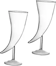 BESTYASH 2Pcs Moon Shaped Horn Goblets Elegant Transparent Cocktail Glasses for Drinks for Parties and Home Use and Easy to Clean
