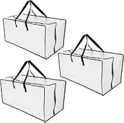 3 PCS Large Capacity Moving Bags Heavy Duty Storage Totes with Zipper and Handles Large Capacity Waterproof Quilt Bag Dustproof Bag Strong Packing Boxes for Moving House Essentials