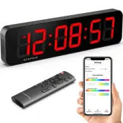 15.2" Large Digital Wall Clock with App & Remote Control, Customizable RGB Co...