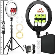 22" LED Ring Light, with 75" Tripod/LCD Display/3+1 Phone Clips/ 2 USB Ports/...
