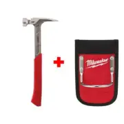 Milwaukee Hammer 22 Oz Steel Shockshield Handle Anti Ring Claw Straight Framing