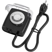 [Enhanced] Outdoor Timers, Mechanical 24 Hour Timer Outlet, Outdoor Light Tim...