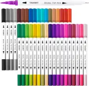 Dual Brush Marker Pens for Coloring Books, Fine Tip Coloring Marker & Brush Pen