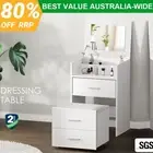 Artiss Dressing Table Bedside Tables 2-in-1 Set Hidden Makeup Mirror Storage
