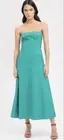 Kookai Size6 Poplin Strapless Long Dress Teal Green RRP$240 Brand New With Tag