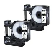 2PK 1/4"Black on White Label Tape for Dymo D1 43613 LabelManager 100 6mm Printer