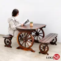 在飛比找momo購物網優惠-【LOGIS】舊時光防腐實木桌椅組(庭園桌椅 啤酒桌 戶外桌