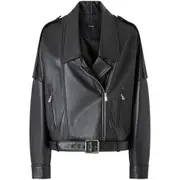 [Pinko] Pinko Drop-shoulder Biker Jacket M BLACK
