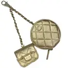 CHANEL Coin Case Airpots Case Matlasse Pouch Bag Charm Coco Mark Leather Champag