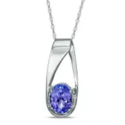 Oval Tanzanite Pendant in 10K White Gold