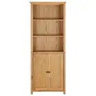 Solid Oak Wood Bookcase Book Shelf with 2 Doors 70x30x180/90x30x200cm vidaXL