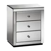Artiss Mirrored Bedside table Drawers Mirror Glass Presia Smoky Grey/Silver