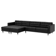 LANDSKRONA 5-seat sofa, with chaise longues/Grann/Bomstad black/metal