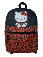 Hello Kitty Backpack 16" Sanrio Red &Black Bows Girls