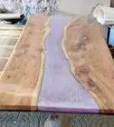 Transparent Pink Wooden Acacia Custom Epoxy Dining Table Decorate Made To Order
