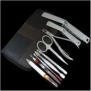 lskdnrufh Nail Clipper Set 9 Pieces Manicure Set, Professional Carbon Steel Pedicure Grooming Kit,Portable Nail Clippers Kit, Nail Care Tools with Travel Leather Case Manicure Set