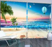 Balloon Purple Seaside 3D Curtain Blockout Photo Printing Curtains Drape Fabric
