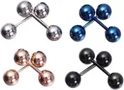 [TENDYCOCO] 8PCS Ball Barbell Screw Small Earrings Unisex Hoop Studs in Steel Black Rose Gold Blue for Daily Wear