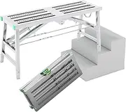 Stepladders Scaffolding Platform 15.7inch Width Multipurpose Work Platform Scaffold Tower Ladder Stool Work Bench with 5-Gear Adjustable Height for Home Folding Scaffolding Equipment (Color