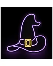 Northlight 15in LED Lighted Neon Style Witch Hat Halloween Window Silhouette