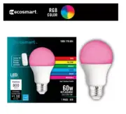 EcoSmart LED Light Bulb 60W Equivalent A19 Color Changing Starter Kit Remote