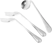 SHERCHPRY Patient Care Utensils Curved Fork Spoon Set Angled Spoon for Easy Use Stainless Steel Pc Serving Set