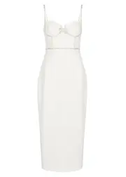 Self-portrait Crystal-embellished bow Midi Dress - White - 10 (UK10 / S) 10 (UK10 / S)