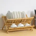 Natural Dish Drying Rack 2 Tier Drying Holder Utensil Holder Home