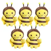 5pcs Lovely Bee Plush Keychain Ornaments Cute Bee Stuffed Animal Charms For